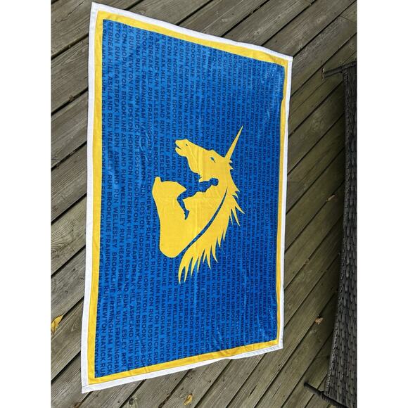 Other - Boston Marathon Unicorn Blanket Throw Running 39X59 26.2 Soft New Blue Yellow